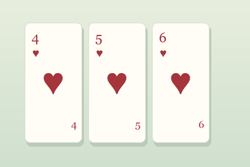 Four, five and six of hearts in sequence